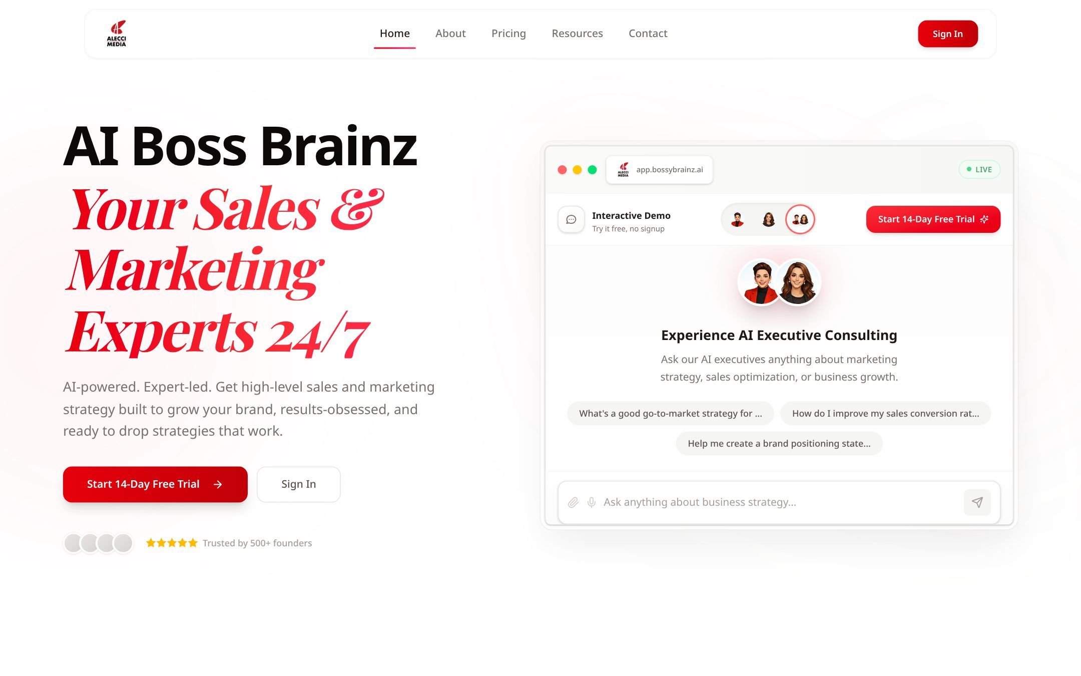 AI Boss Brainz homepage screenshot