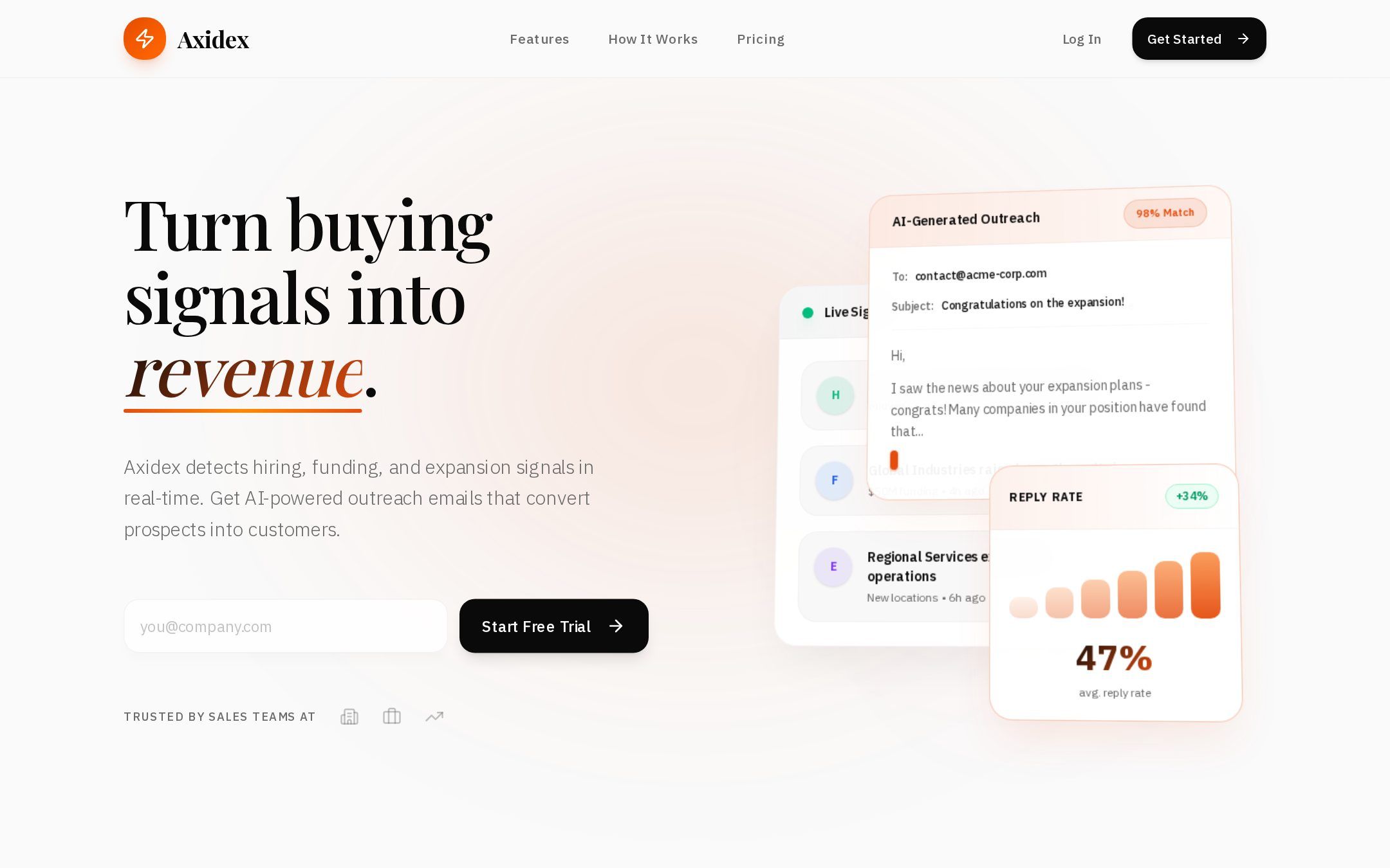 Axidex homepage screenshot