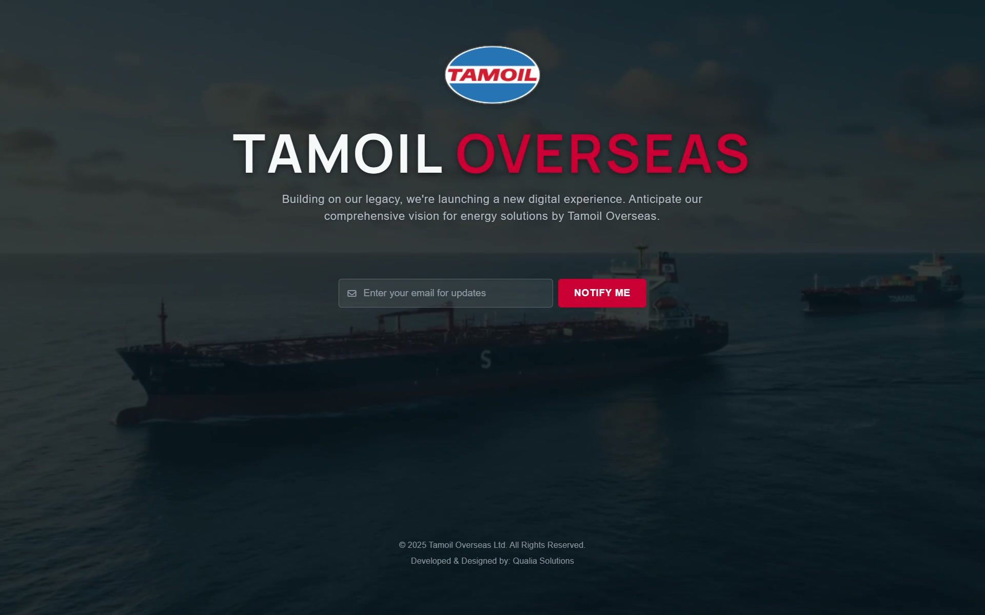 Tamoil Overseas homepage screenshot